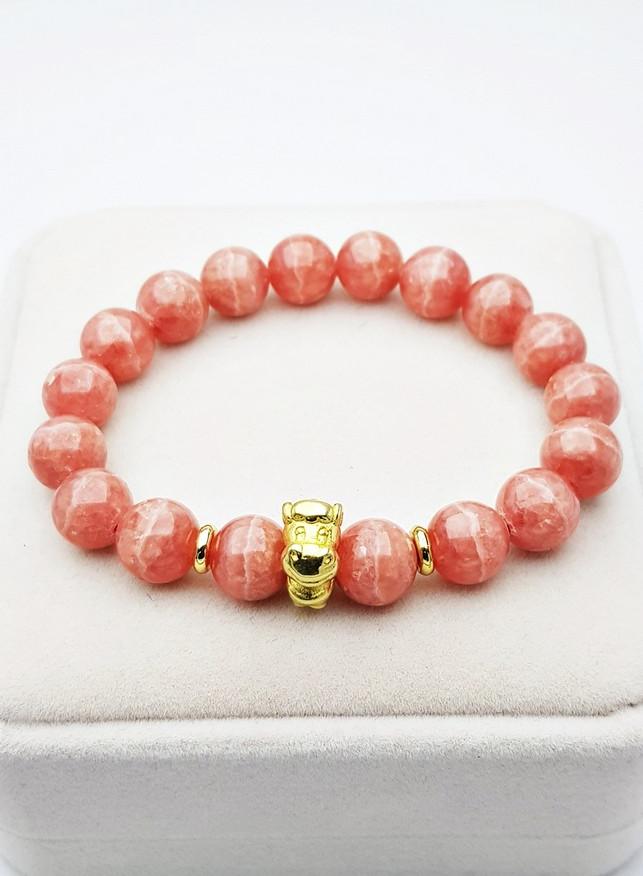 Lắc tay nam đá đào hoa rhodochrosite tuổi ngọ 10mm