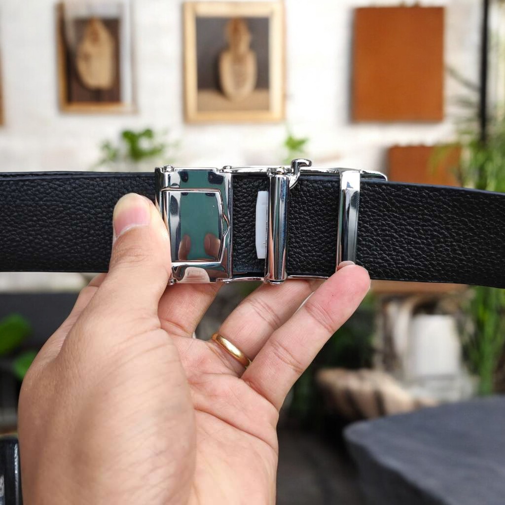 Dây lưng da cá sấu BẢN LỚN phù hợp bụng bia. Da bụng có vân đẹp linh hoạt! (mặt bạc)