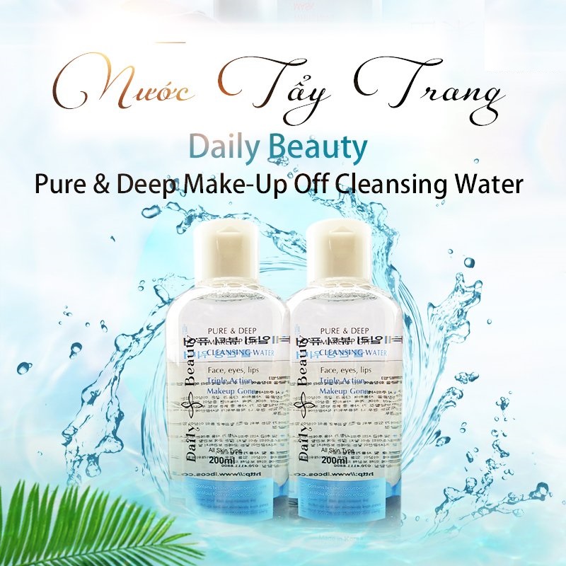 Combo 7 hộp Nước tẩy trang Daily Beauty Pure &amp; Deep Make-up Off Cleansing Water R&amp;B Việt Nam phân phối độc quyền sản phẩm nhập khẩu chính ngạch Hàn Quốc