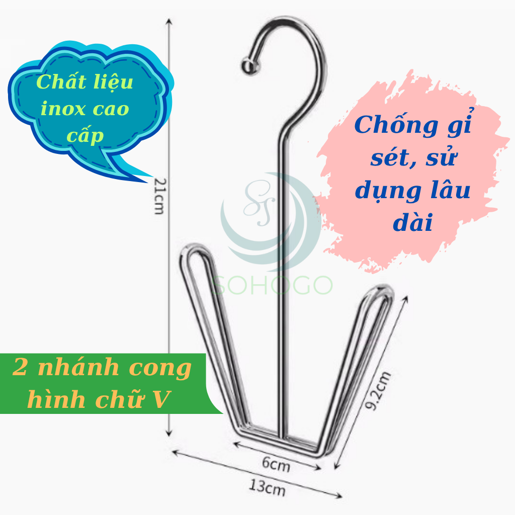 Bộ 2 Móc Treo Giày Đôi Inox Đa Năng- Móc Phơi Giày Thông Minh Chống Gỉ -Móc Sắt Treo Dép – Giày – Chai Đa Dụng