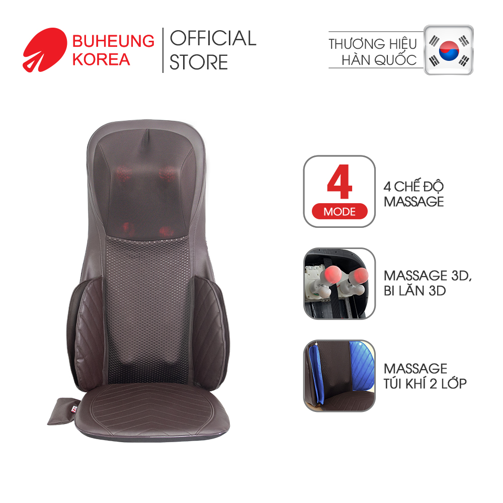 Dãi nệm massage 3D Buheung MK-322, 4 chế độ massage, túi khí 2 lớp, bảo hành chính hãng 12 tháng