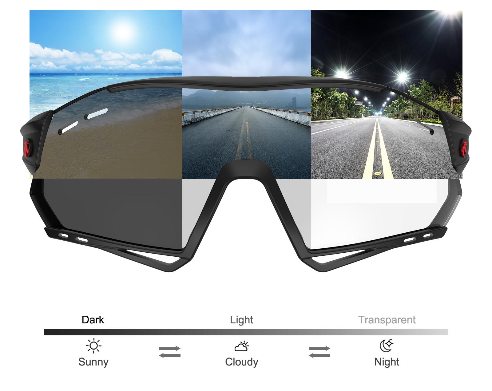 X-TIGER Photochromic Kính Mát Đi Xe Đạp Đi Bộ Đường Dài Ngoài Trời Câu Cá Kính Thể Thao Phân Cực UV400 MTB Đường Đua Người Đi Xe Đạp Kính Color: X-YJ-EXS02 Lenses Color: 5 Lens