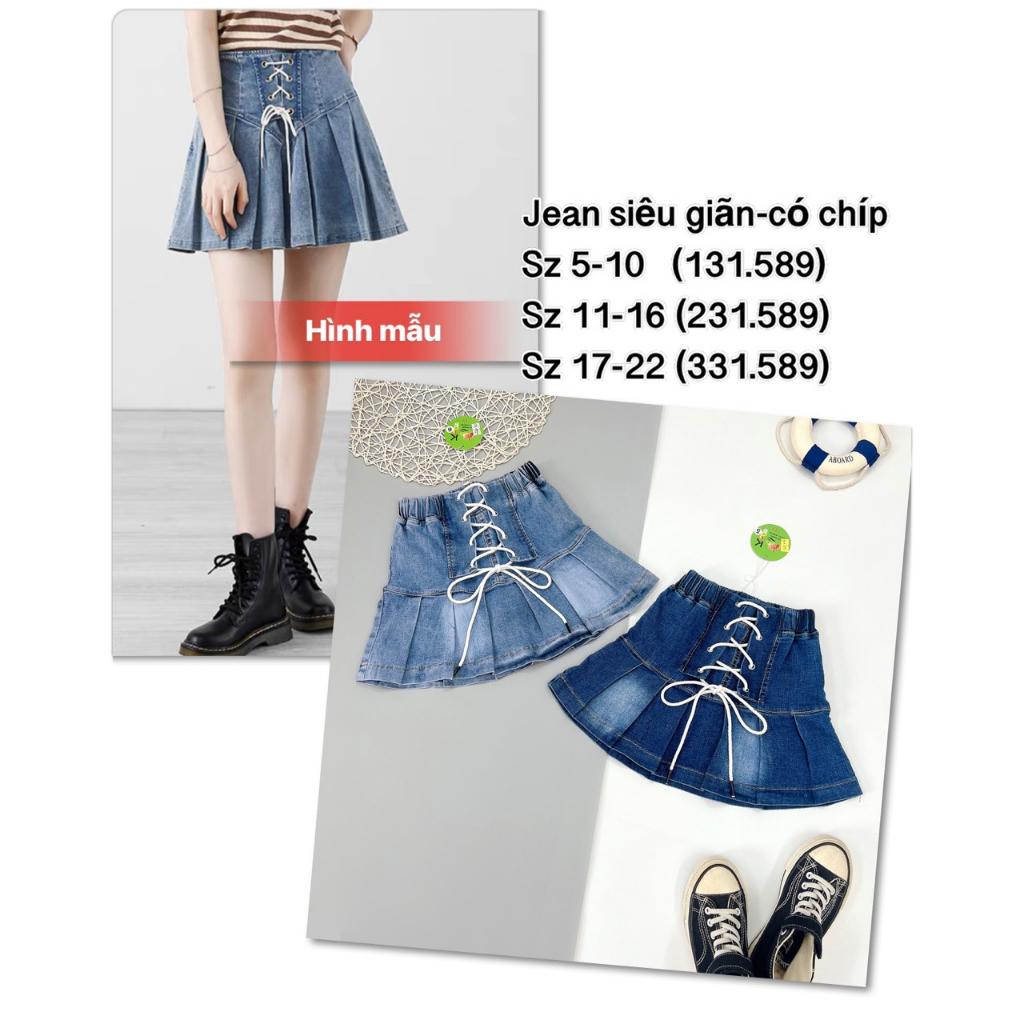 Chân váy xếp ly cho bé gái phối đồ hiphop năng động size 14-50kg mẫu mới