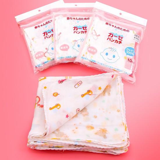 Gói 10 chiếc khăn xô sữa 2 lớp in hoa xuất Nhật