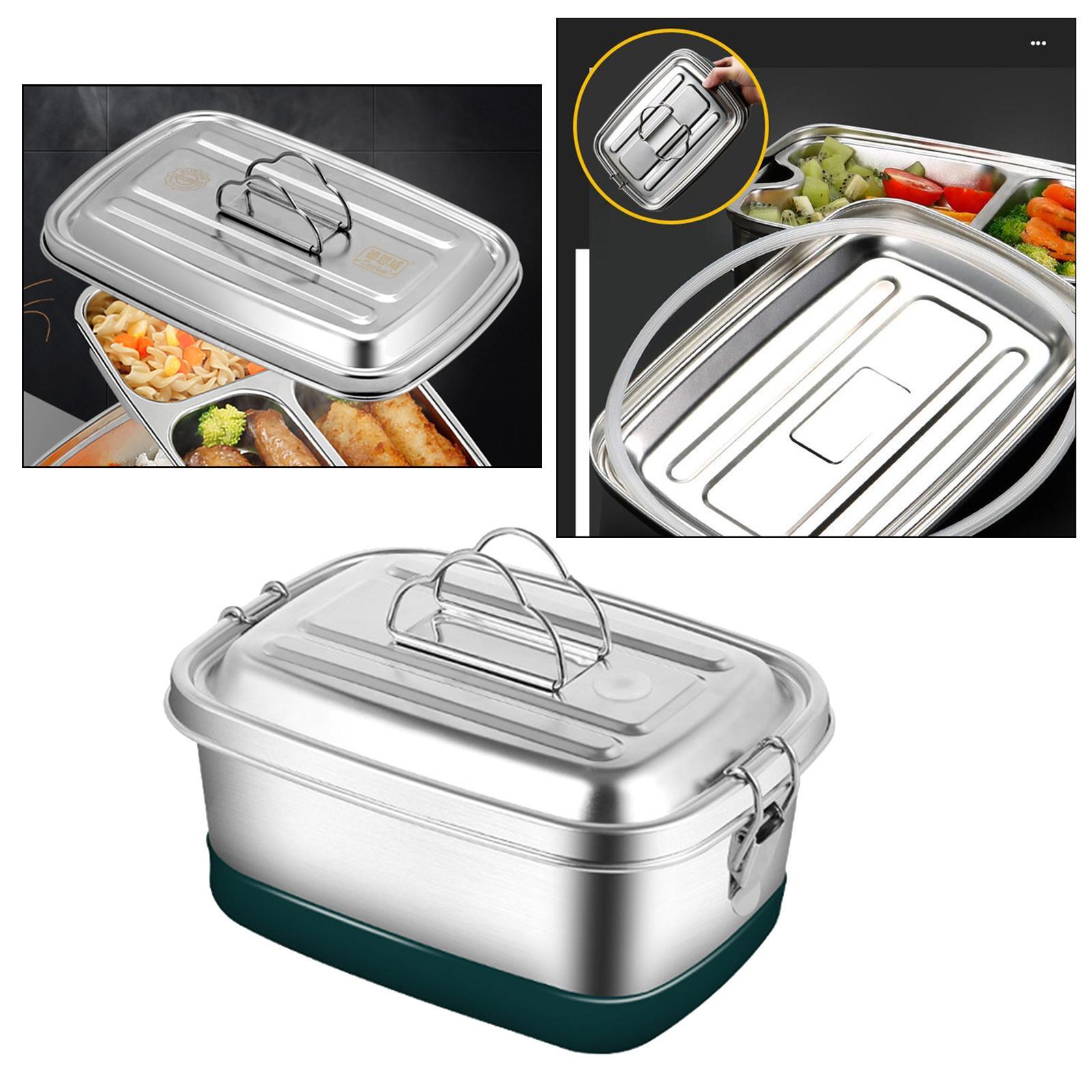 2X 304 Stainless Steel Bento Box Lunch Box Food Container 1200ml