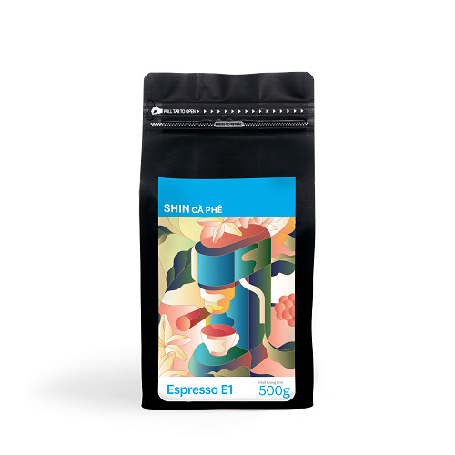 SHIN Cà Phê - Espresso E1 500g Hạt - Cà Phê Nguyên Chất Pha Máy