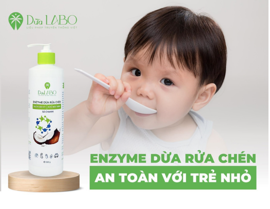 Nước Rửa Chén Enzyme Dừa - Dừa LABO : thành phần thiên nhiên, sạch khin khít, khử mùi, không hại da tay