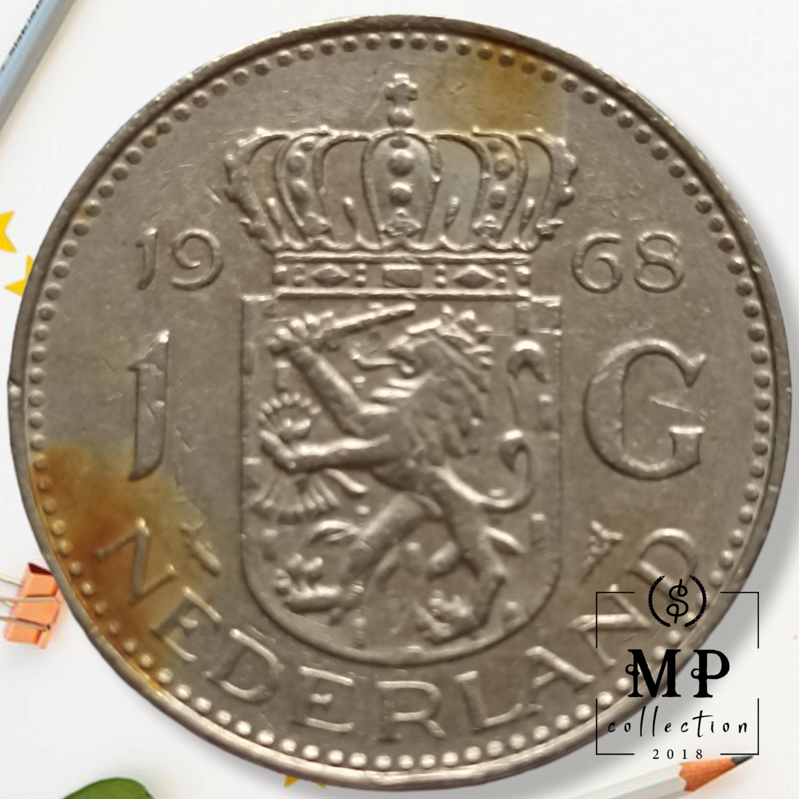 Đồng xu Netherlands 1 Gulden hình ảnh Juliana 1954-1968