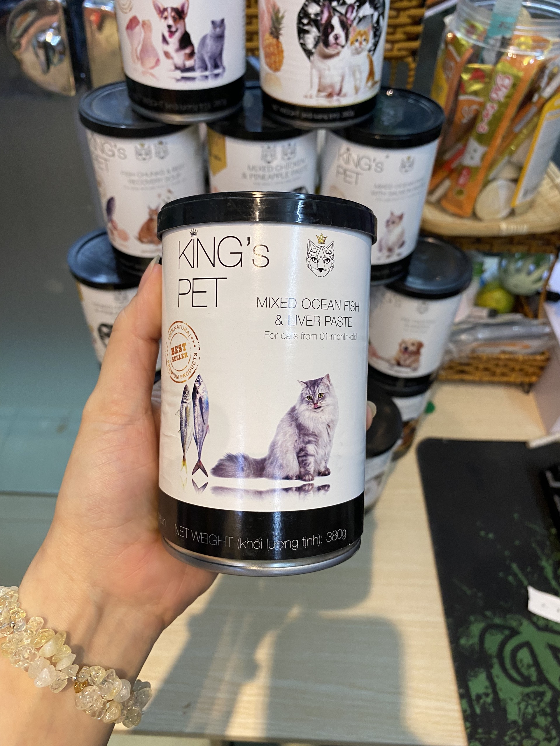 PATE KING PET by BẢO ANH CHO CẢ CHÓ MÈO KHÔNG CHẤT BẢO QUẢN NHIỀU VỊ LON 380G