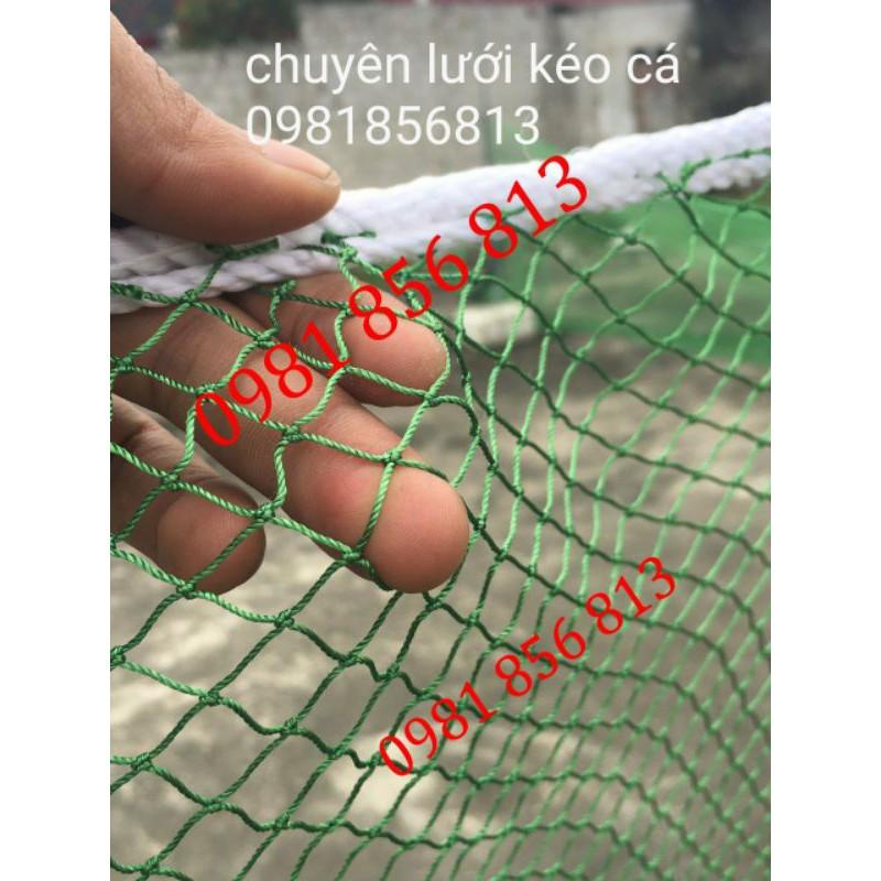 Lưới kéo cá, vét cá, lưới quét ao hồ bằng dù Thái cao 2m dài 30m túi 4m mắt 2cm hàng đặt theo yêu cầu