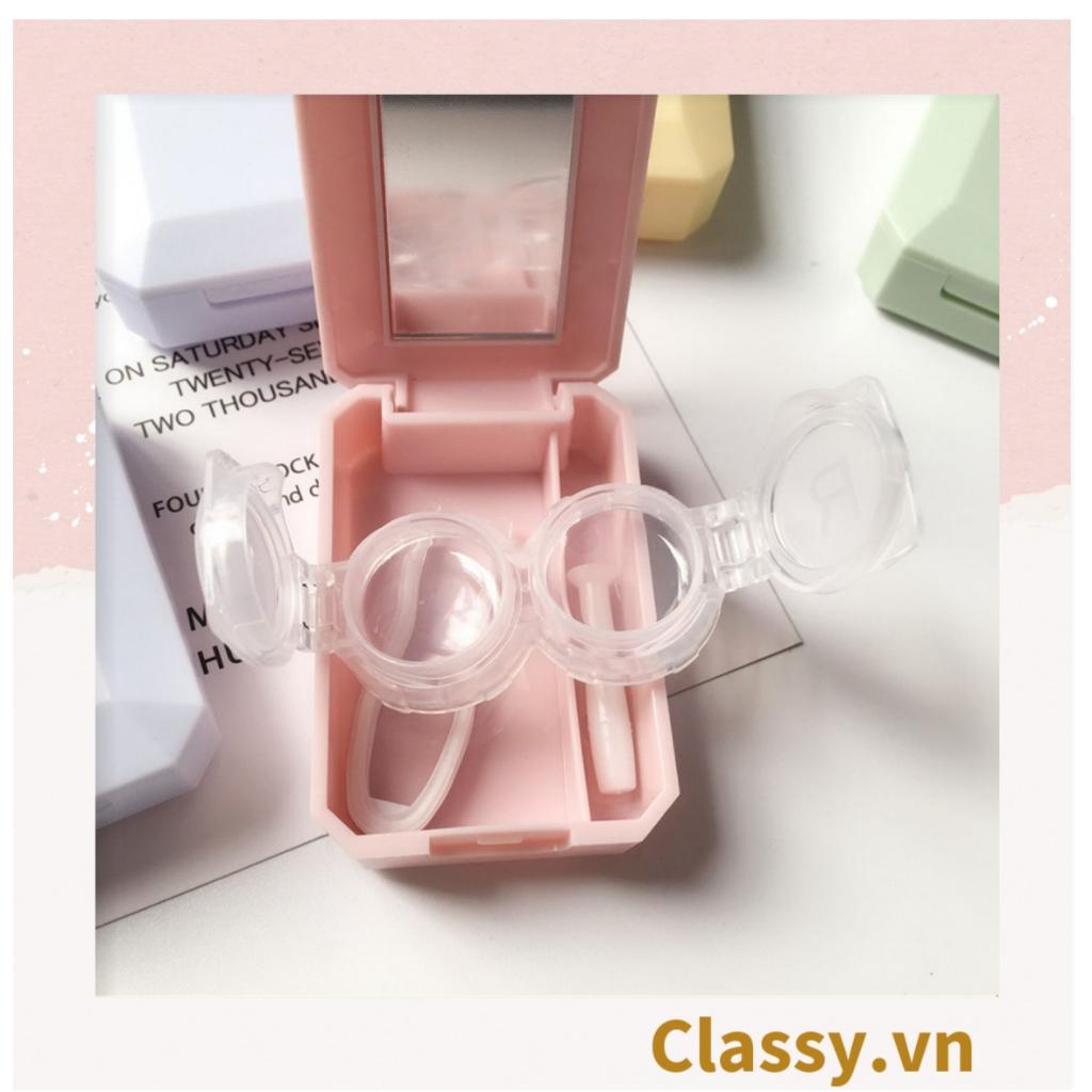 Hộp đựng 01 cặp kính áp tròng Classy , khay lens hình dễ thương, có gương soi PK658