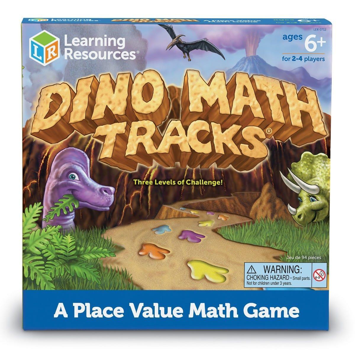 Learning Resources Bộ trò chơi toán học theo dấu khủng long - Dino Math Tracks Game