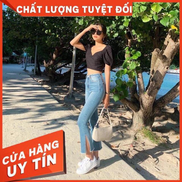 QUẦN JEANS ỐNG LOE ỐNG XẺ 1 bên- chất jeans đẹp xuất sắc