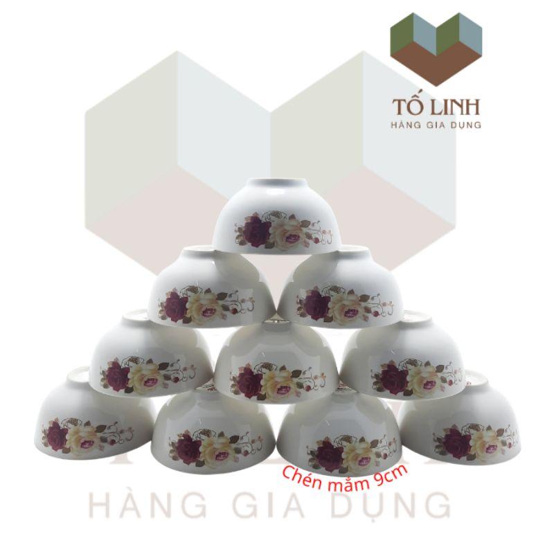 Combo 10 chén mắm sứ hoa,Set 10 chén mắm sứ hoa
