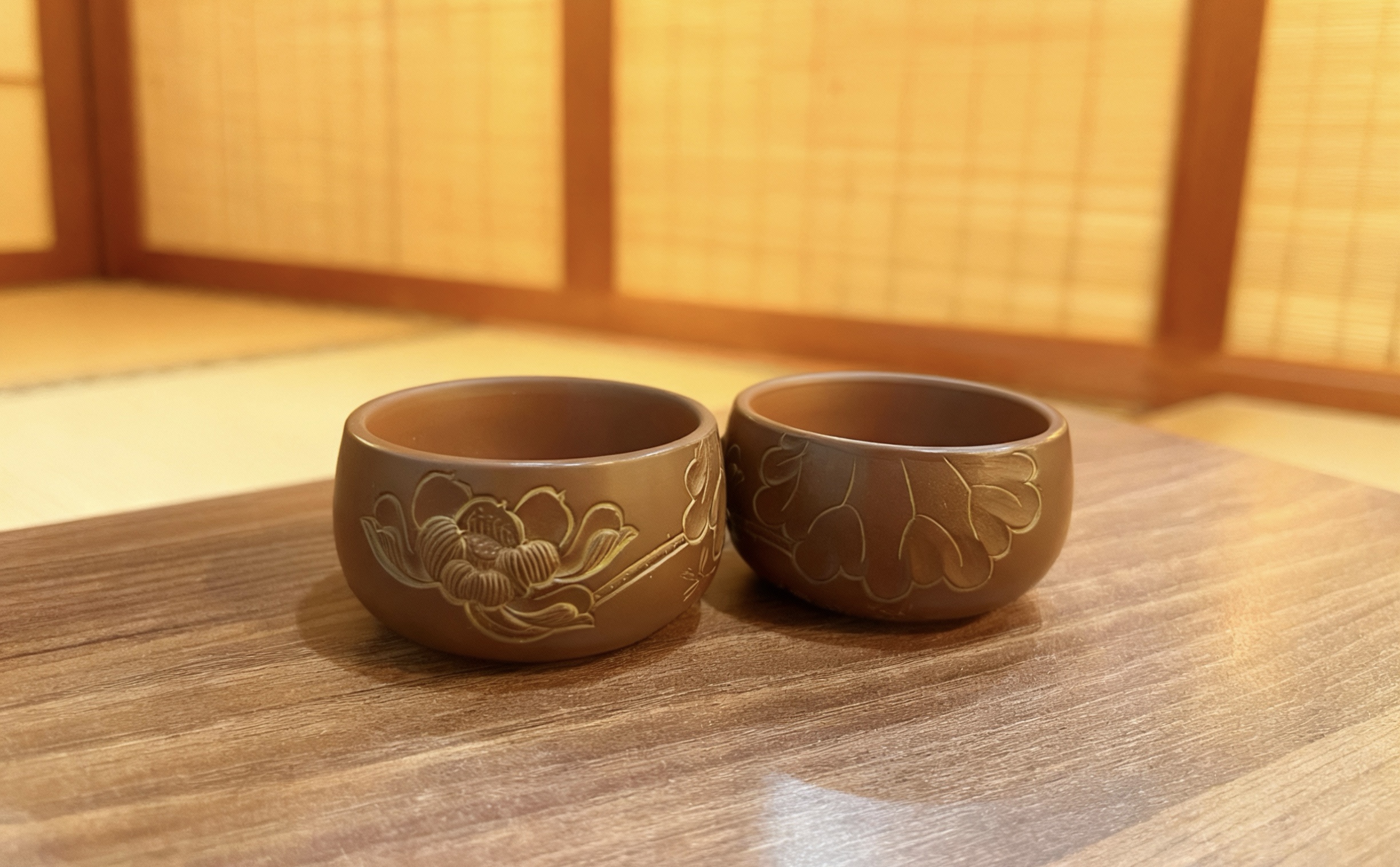 CHÉN TRÀ SEN CHUỒN GỐM NÊ HƯNG KHÂM CHÂU - DUNG TÍCH 75ML - CHÉN TRÀ THỦ CÔNG