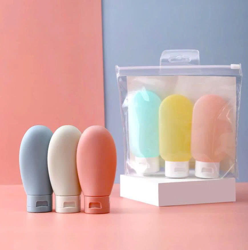 Set 3 lọ chiết dầu gội sữa tắm, combo 3 tuýt chiết mỹ 60ml kèm túi zip tiện lợi