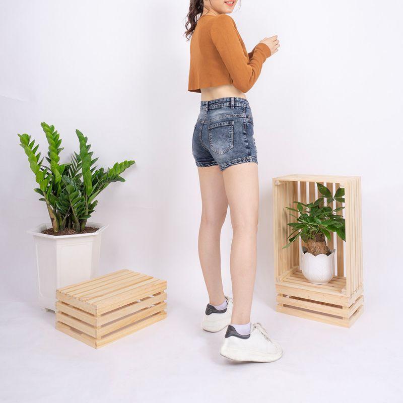 Quần Short Jean Nữ Vải Co Giãn