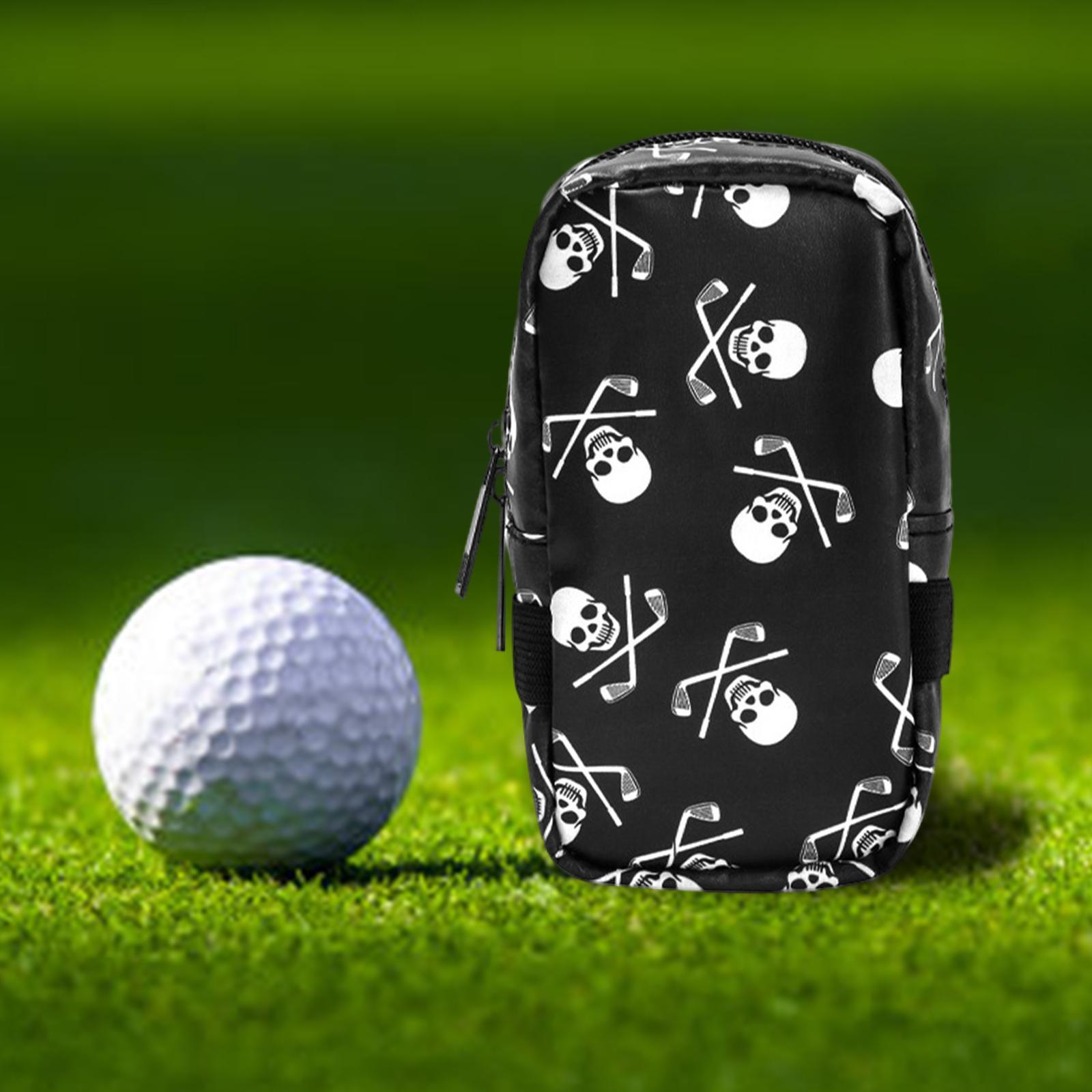 Mini PU Golf Ball Storage Bag Holder Case with Tee Position Zipper Training