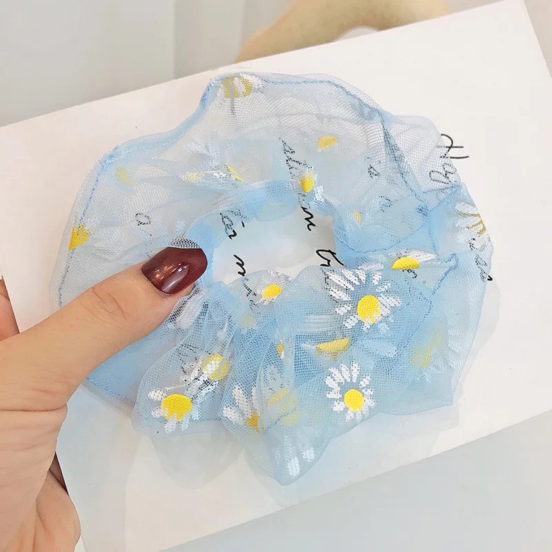 Dây chun buộc tóc vải scrunchies hoa cúc hot trend cực đẹp SC02 dễ dàng biến hóa kiểu tóc cột xinh đẹp