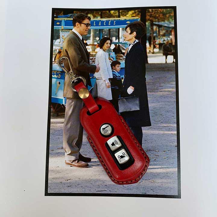 Bao da chìa khóa SH - màu đỏ - da bò thật - handmade DT384