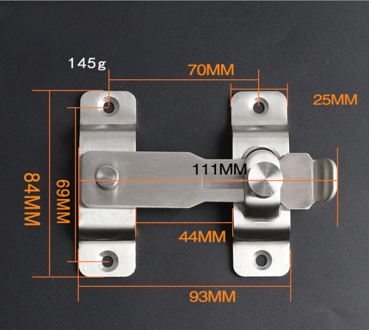 Chốt Khóa Cài Cửa KUNBE Bằng Thép Không Gỉ, Then Cửa Có Chốt Cố Định Thanh Gạt Loại To An Toàn, Chắc Chắn