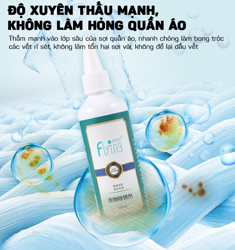 Dung Dịch Tẩy Vết Rỉ Sét Nhanh Chóng Trên Vải, Quần Áo Cao Cấp Flyng 100ml- Hàng Nhập Khẩu