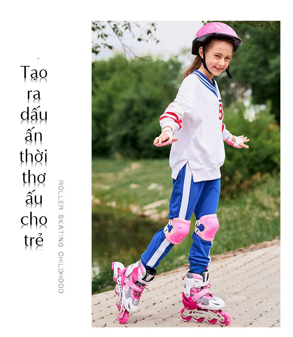 Giày patin cho trẻ - Giày trượt patin trẻ em - Giày patin cho bé- Thể thao ngoài trời, hoạt động ngoài trời - Dành cho trẻ từ 3-15 tuổi - Tặng Bộ Bảo Hộ An Toàn Cho Bé [ Loại 8 bánh có đèn phát sáng