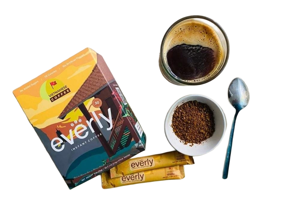 Cà Phê Đen Hòa Tan Sấy Lạnh Nguyên Chất - Everest Coffees. Chất Lượng Quốc Tế. Hàng Việt Nam Xuất Khẩu Mỹ