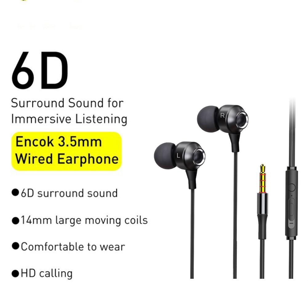 3.5mm Wired Earphones 6d Stereo Music Bass Headphones With Microphone In-ear Universal Mobile Computer Headset For Xiaomi Phones