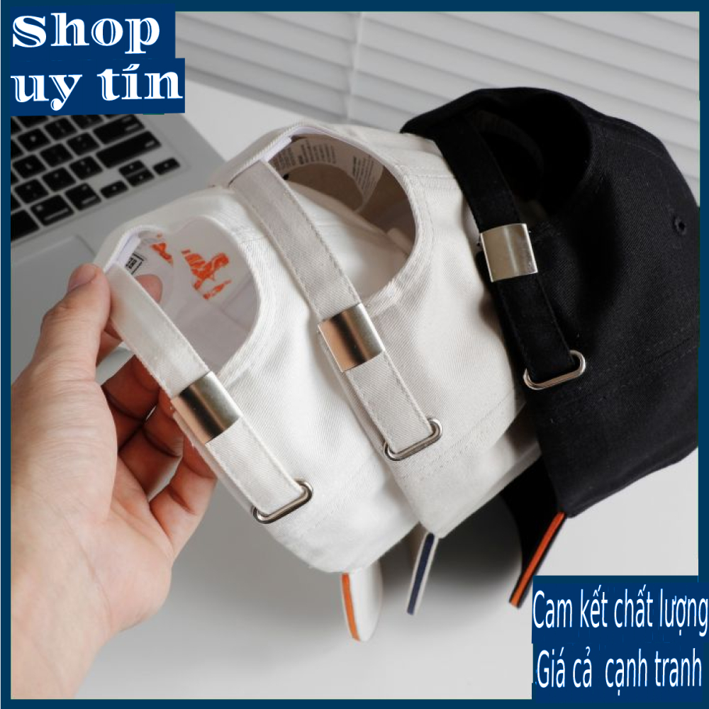 [ Miễn ship / giảm giá ] MŨ NÓN LƯỠI TRAI NAM NỮ LOGO H HER.MES CAO CẤP - màu trắng logo cam