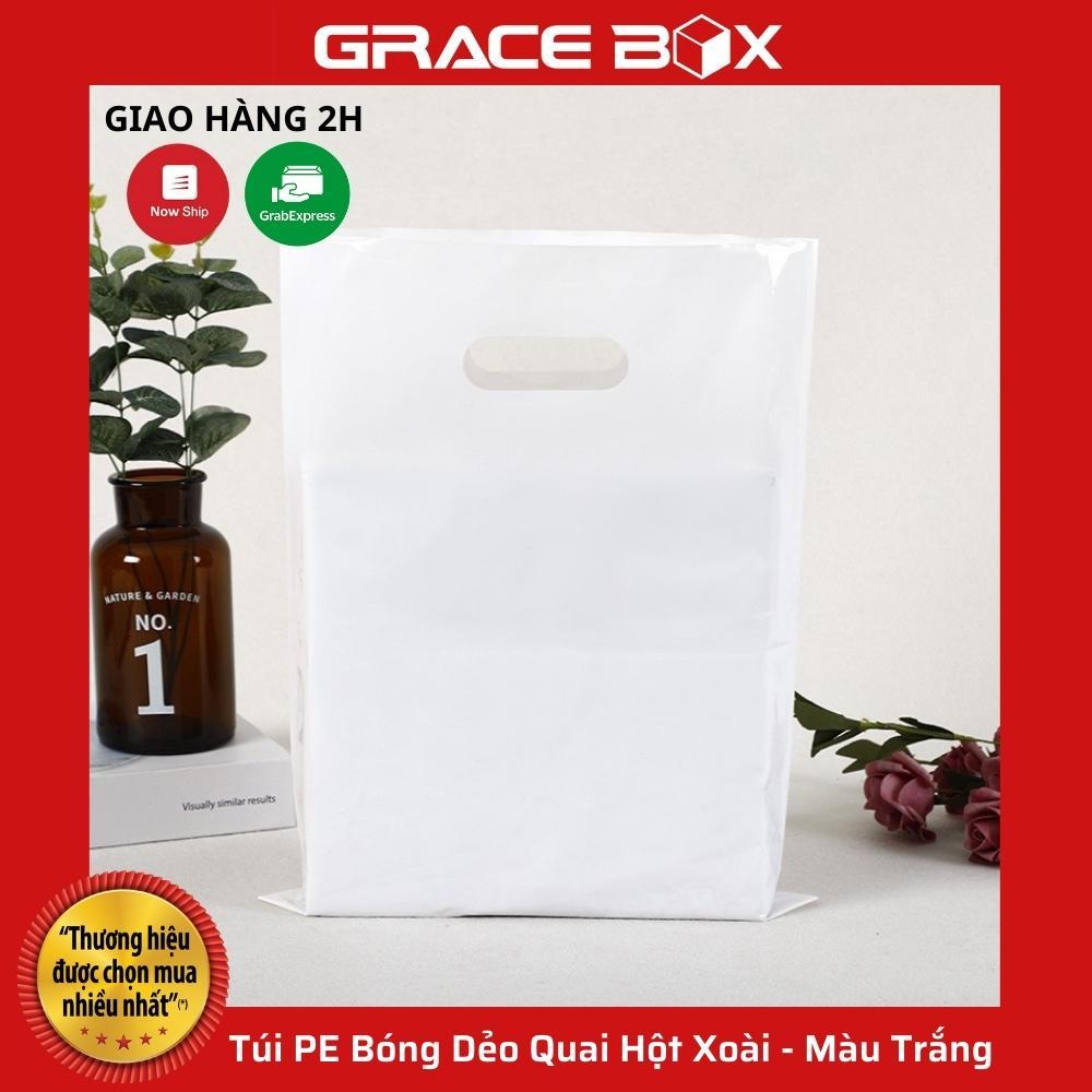 Túi PE Bóng Dẻo Màu Trắng - Quai Hột Xoài Đựng Phụ Kiện, Quần Áo