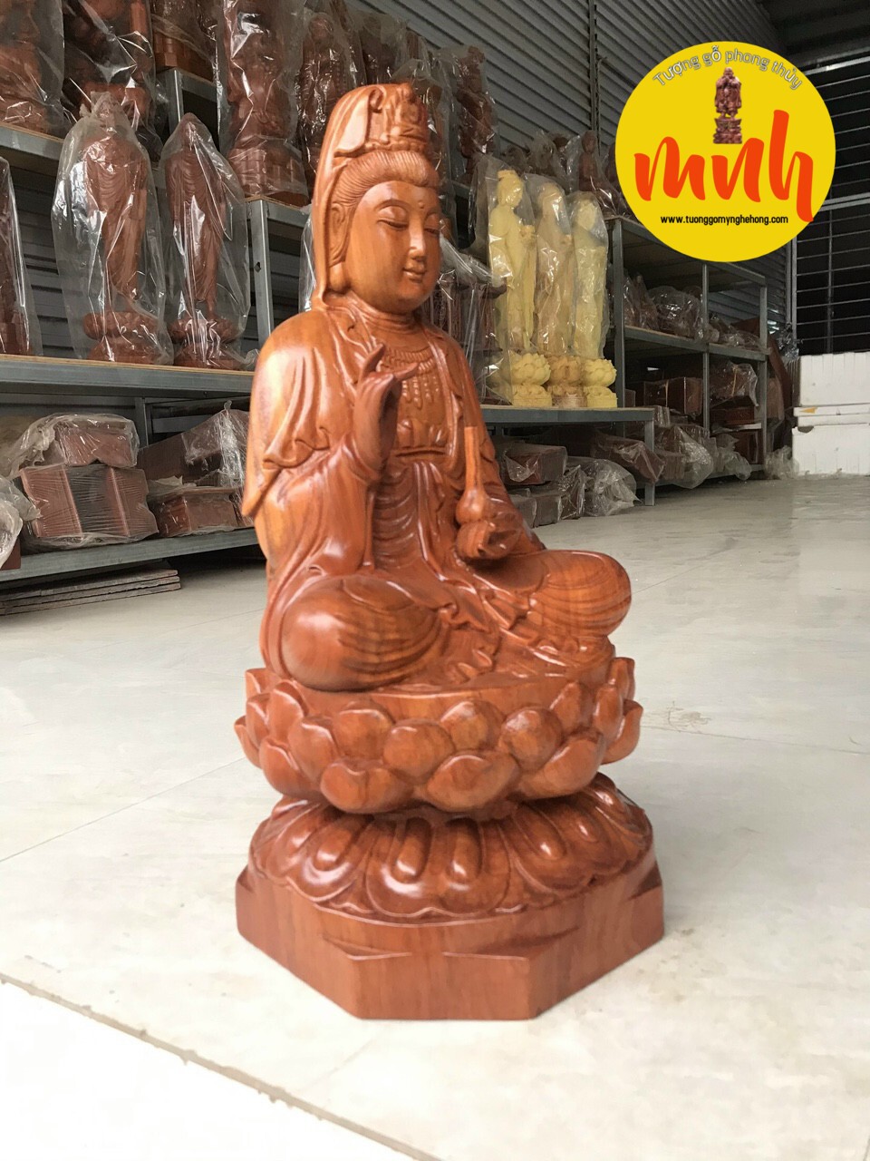 Tượng Gỗ Điêu Khắc Mẹ Quan Âm Kích Thước Cao 30cm, 40cm, 50cm, 60cm