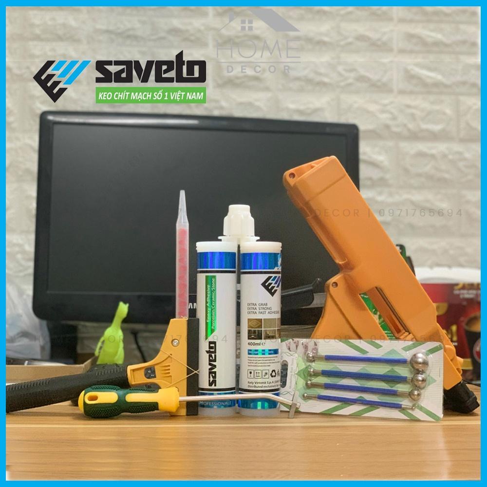COMBO Keo Chít Mạch Saveto Epoxy 2 Thành Phần, Keo Chà Ron Gạch, Keo Chà Ron 2 Thành Phần-Keo Kẻ Chỉ Gạch Cao Cấp Saveto 400ml