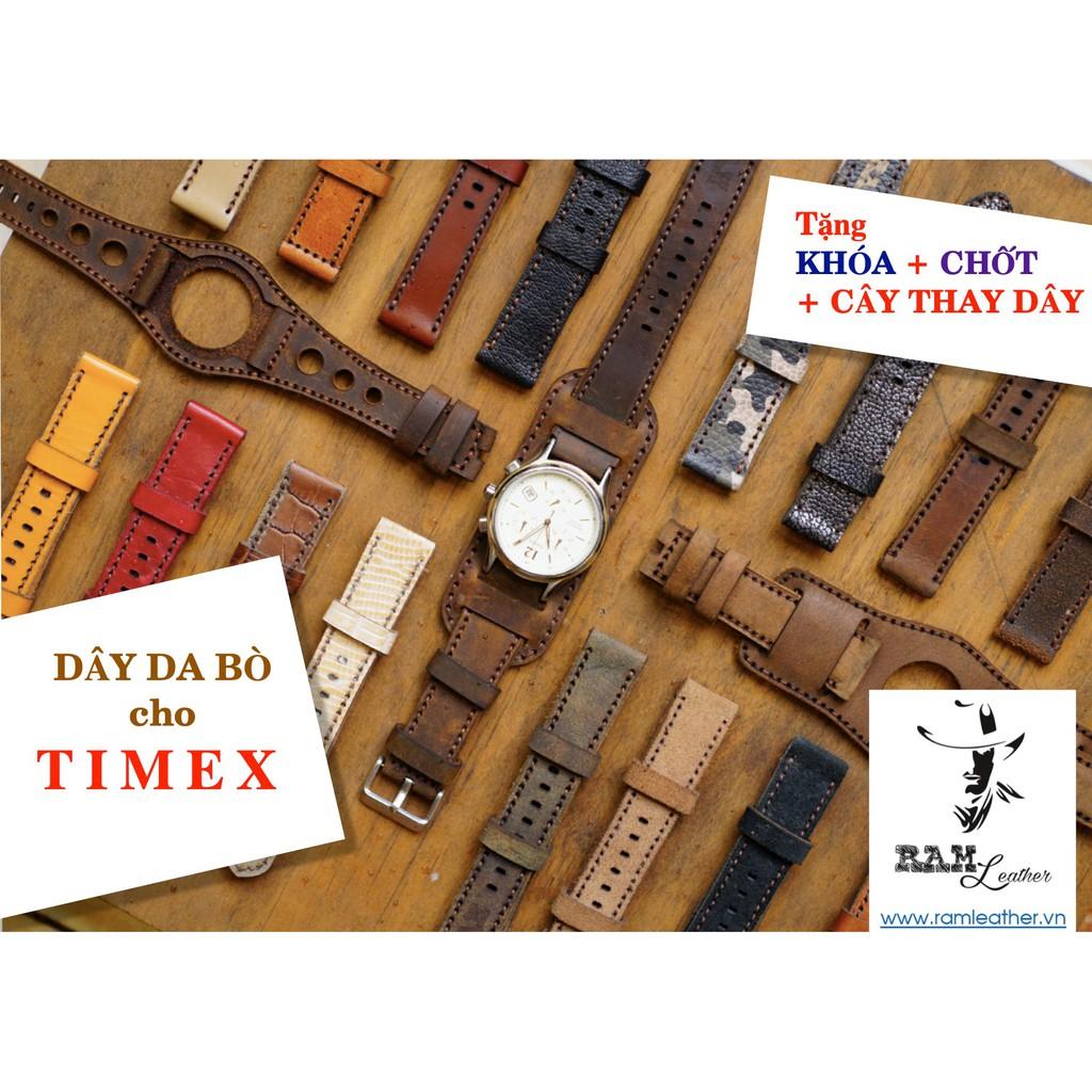 DÂY TIMEX DA BÒ THẬT - RAM LEATHER -  TẶNG KHÓA, CHỐT, CÂY THAY DÂY