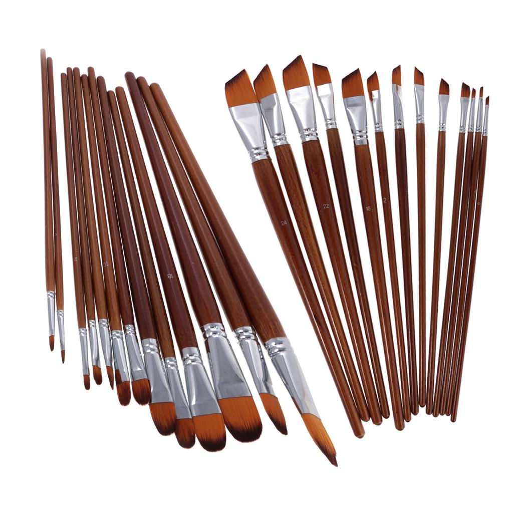 26 Sizes Professional Angular Paint Brush Nylon Hair Angled Paint Brushes Set Art Paintbrush for Artist Watercolor, Acrylic, Gouache, Oil Painting