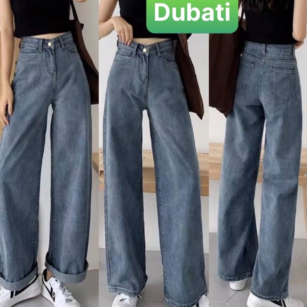 QUẦN BAGGY JEAN NỮ CHẤT BÒ ĐEN XÁM XANH ỐNG SUÔNG RỘNG DÀI LƯNG CAO NÂNG MÔNG PHONG CÁCH CAO CẤP MỚI - DUBATI FASHION