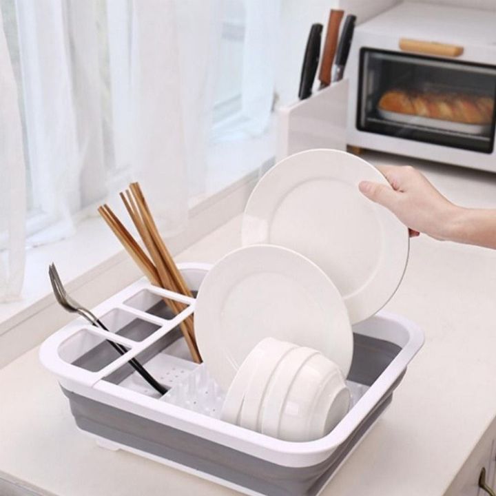Giá úp chén kiêm rổ gấp gọn thông minh