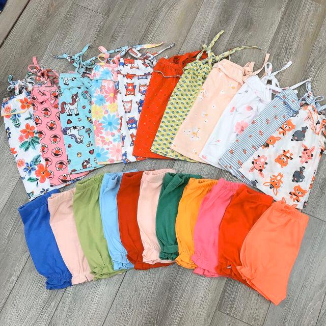 Bộ quần áo 2 dây cotton cho bé gái