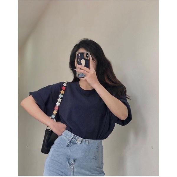 Áo thun trơn nam nữ mặc couple, áo phông basic cổ tròn form rộng tay lỡ, phong cách unisex oversize, QUYNHANHPUKA