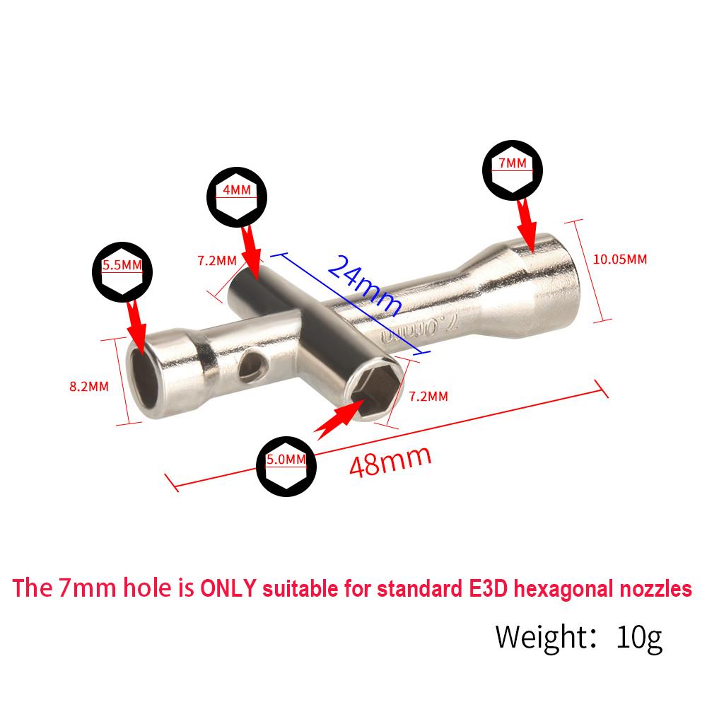 Keepang E3D V6 Vòi phun Mini Spanner M2 M2.5 M3 M4 Nut Vít hình lục giác chéo Cờ lê tay áo Bảo trì dụng cụ mô hình xe hơi Công cụ bánh xe