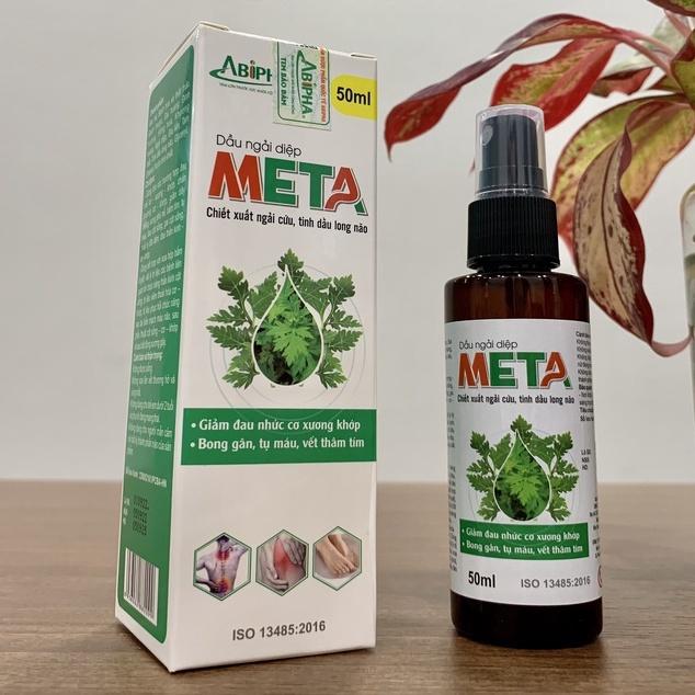 Dầu Ngải Diệp META 50ml Hỗ trợ giảm đau xương khớp, bong gân, tụ máu do chấn thương, chiết xuất từ tinh dầu ngải cứu, địa liền