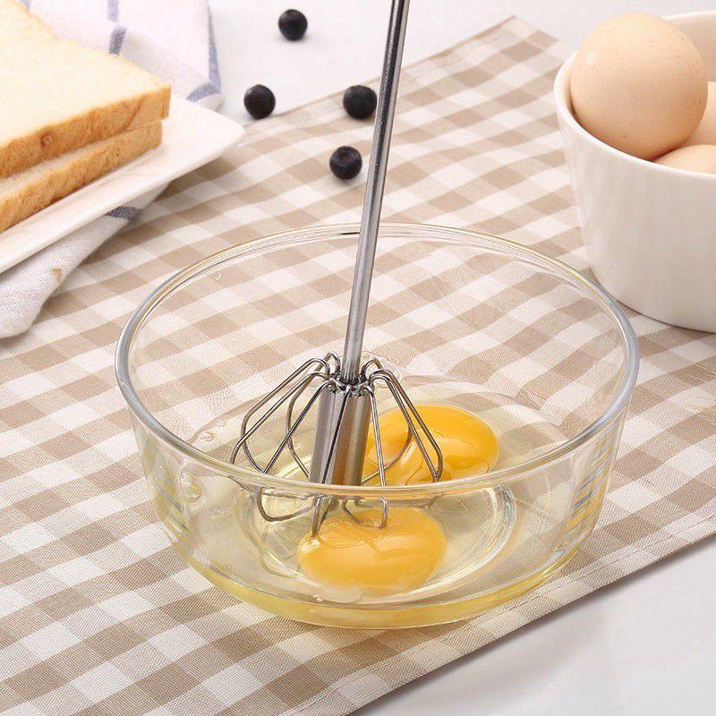 Cây đánh trứng inox cầm tay bán tự động tiện dụng - Dụng cụ đánh trứng tự xoay đa năng 30cm khuấy cà phê bột