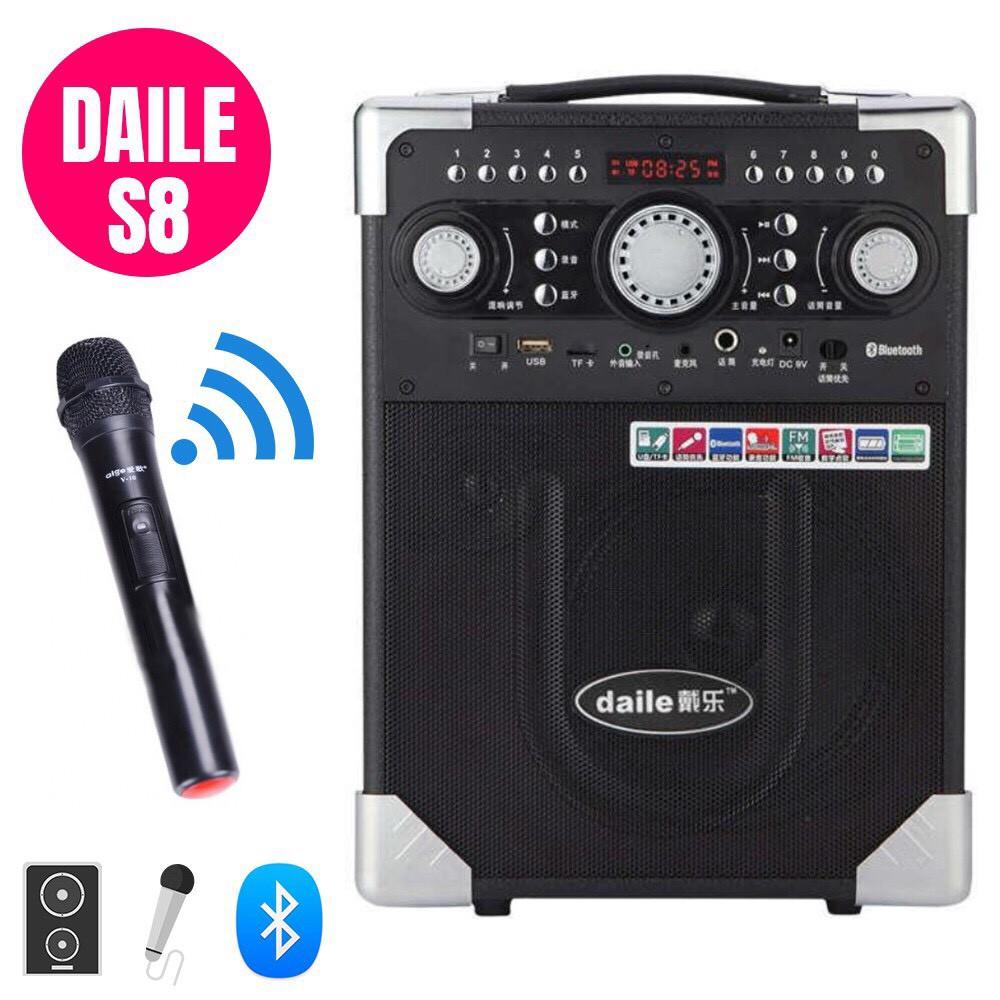 Loa Daile S8, loa karaoke mini, phát nhạc ngoài trời, công suất max 150W BẢO HÀNH 1 NĂM