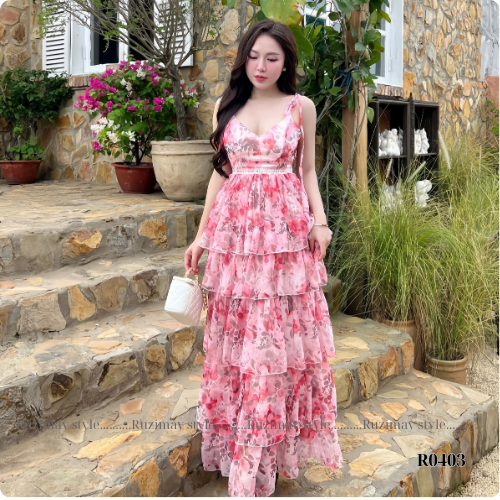Đầm maxi Ruzimay Style Dáng xòe xếp tầng R0400