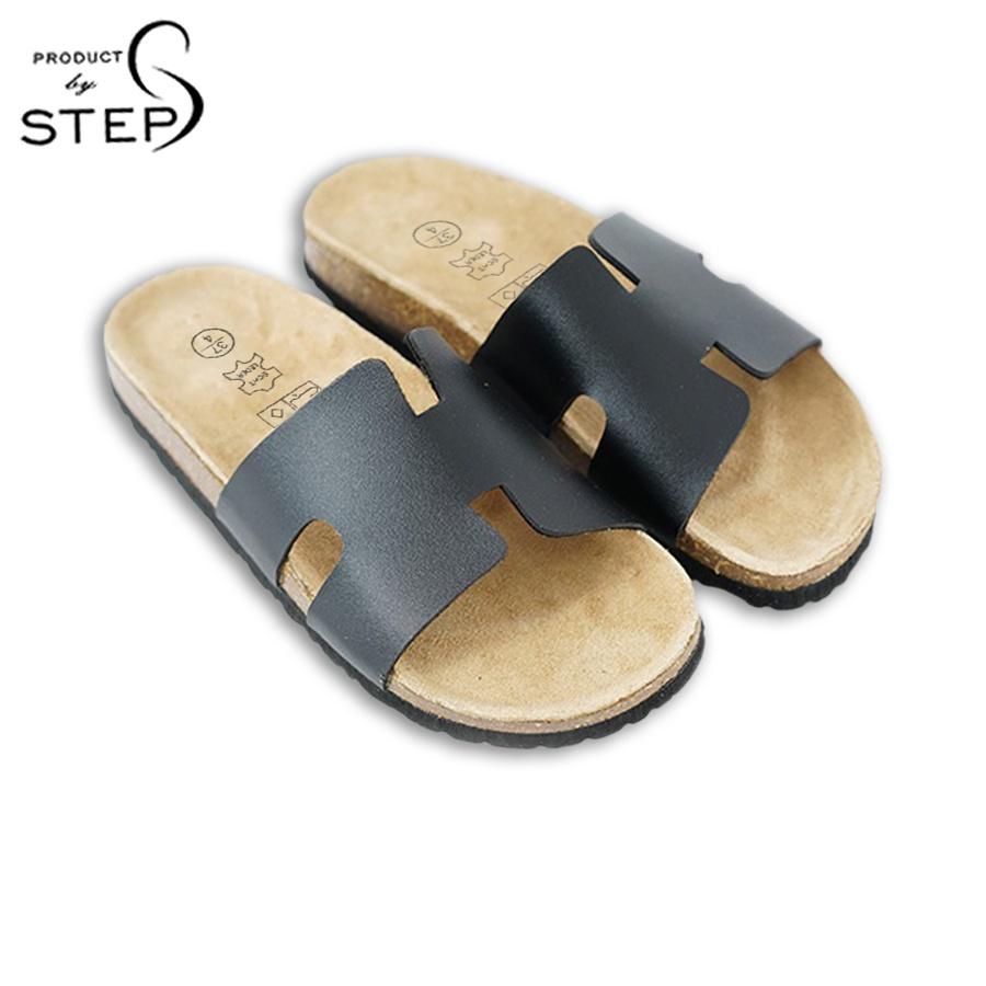 Dép đế trấu Unisex Da tổng hợp quai chữ H