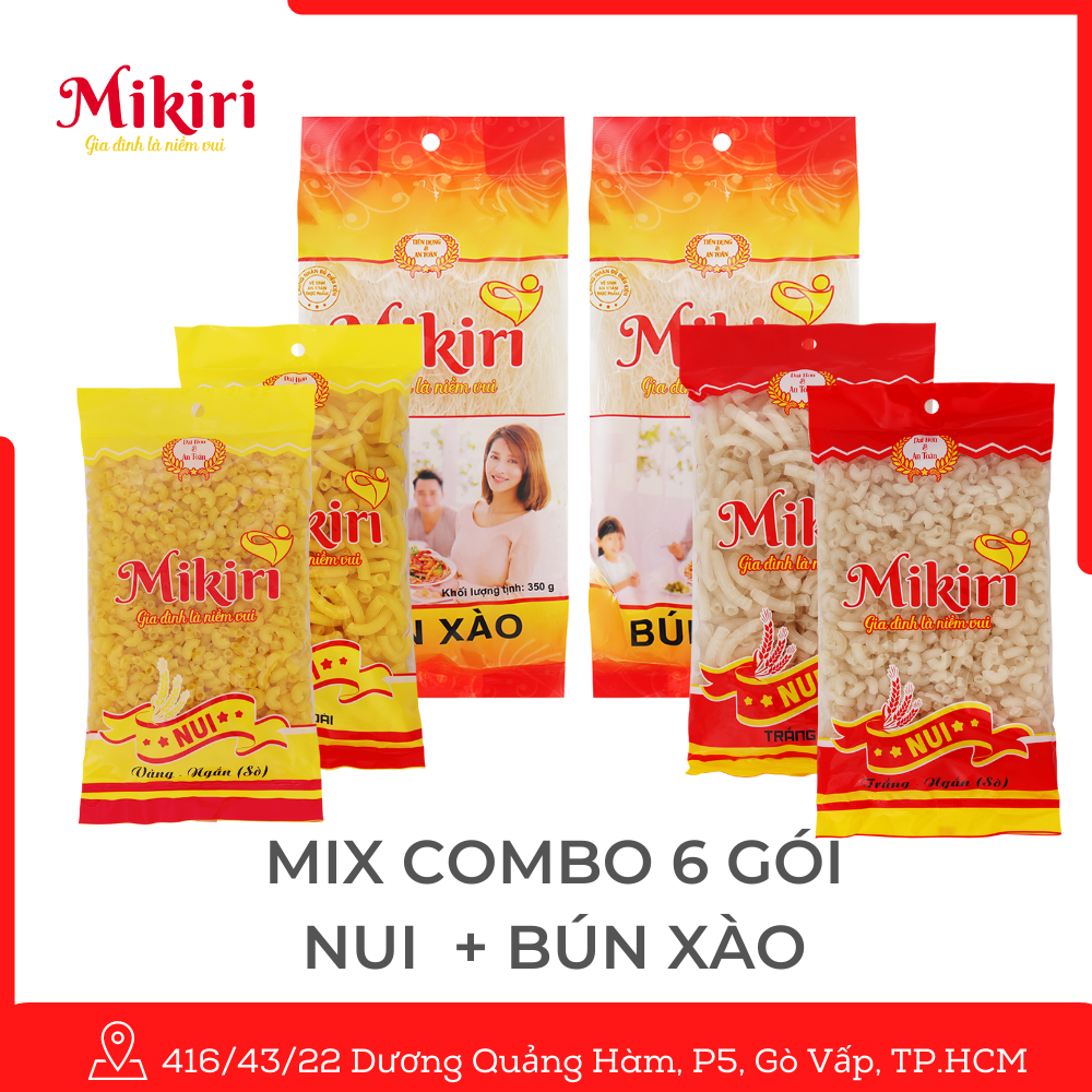 Combo 6 Nui - Bún Mikiri (2 nui vàng dài, 2 nui trắng ngắn, 2 bún xào thêm quà tặng)