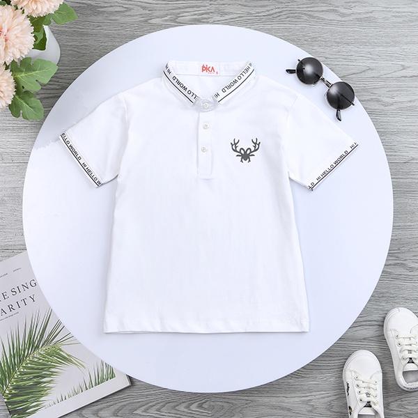 Áo Polo bé trai -Pika kids- Áo có cổ bé trai chất liệu cotton in hình dễ thương - Quần áo trẻ em từ 22-40kg