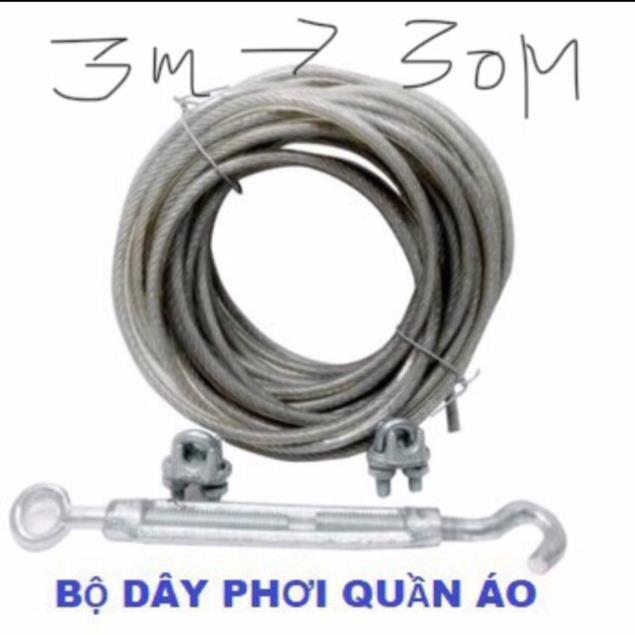 Dây cáp bọc phi 6,dài 15m ,tăng đơ 2 ,ốc xiết cáp 2 con ️️️ cáp thép giá sỉ