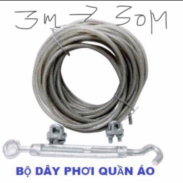 Dây cáp bọc phi 6,dài 15m ,tăng đơ 2 ,ốc xiết cáp 2 con ️️