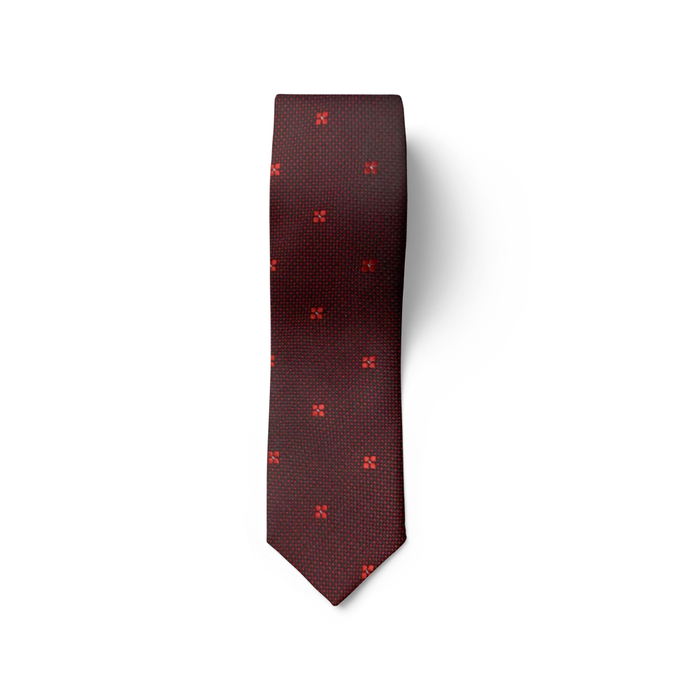 Cà vạt nam, cà vạt lụa cao cấp, cà vạt lụa tơ tằm - Cà vạt silk bản nhỏ màu đỏ họa tiết CS6DOH001